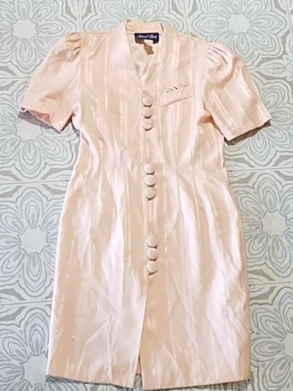 Women Light pink Career Suit Dress APRIL RAIN Pleated big buttons